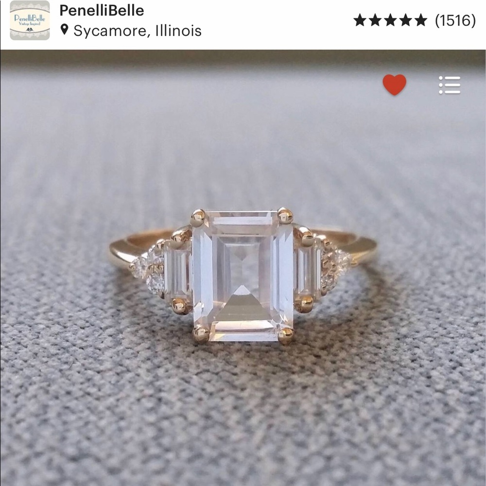 Emerald cut sapphire engagement ring